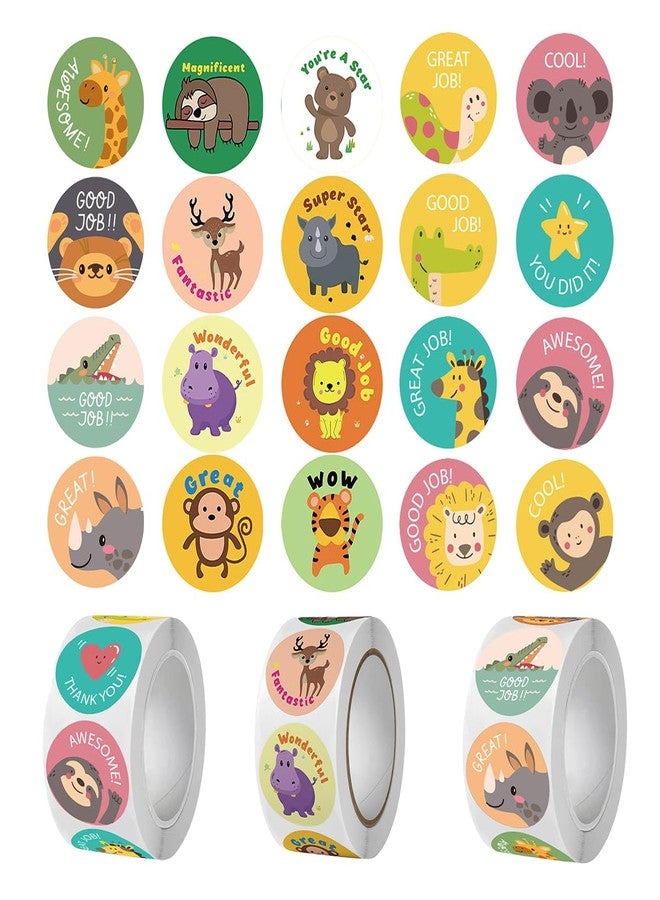 Runtoo 1500Pcs Cute Animals Reward Stickers Roll for Kids Classroom Must Have Back to School Toddlers Teacher Supplies Potty Training Small Positive Sticker - Image 1