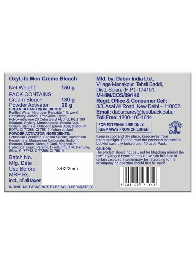 OxyLife Men Crème Bleach - 150G | For All Men Skin Types | Effective Skin Lightening | Removes Tan & Lightens Dark Spots | Instant & Long Lasting Fairness - Image 3