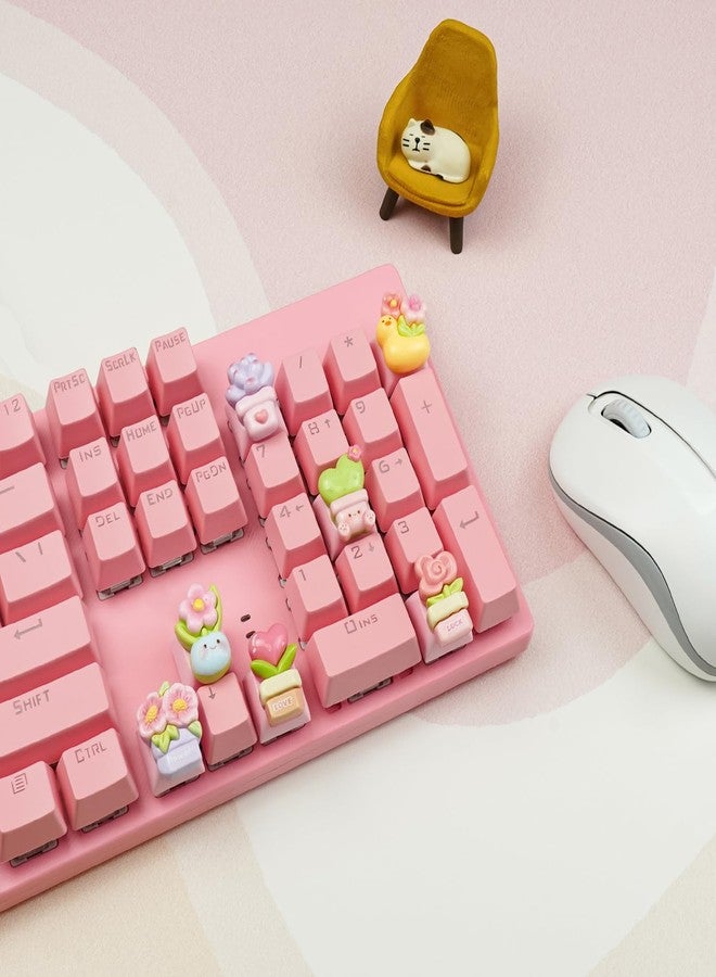 Wonhibo 7 PCS Potted Flowers Keycaps for Cherry MX Keyboards - Cute OEM Profile ESC Key Replacement, Mechanical Keyboard Decoration for Women Girls - Image 4