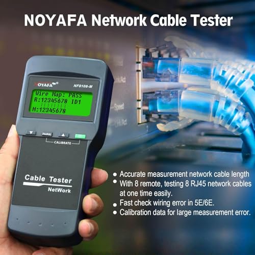 NOYAFA Network Cable Tester - Cable Wire Fault Finder For RJ45 Cat5, Cat6, 5E, 6E Measure Length, Locate The Breakage Point, Check Wiring Error With 8 Far-End Passive Test Jacks, White & Black - Image 2