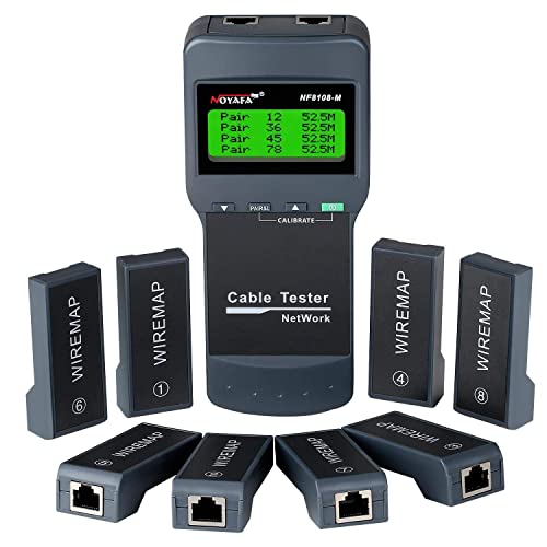 NOYAFA Network Cable Tester - Cable Wire Fault Finder For RJ45 Cat5, Cat6, 5E, 6E Measure Length, Locate The Breakage Point, Check Wiring Error With 8 Far-End Passive Test Jacks, White & Black - Image 1