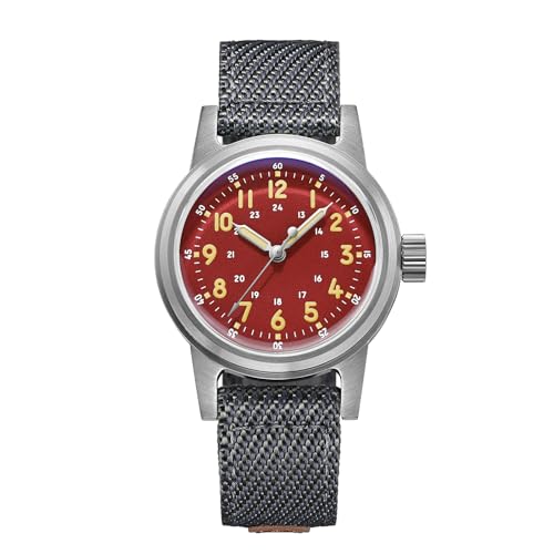 ADDIESDIVE ساعة أوتوماتيكية صغيرة للرجال بتصميم عتيق 36 مم 200 م مقاومة للماء ساعة رياضية عسكرية خارجية بقرص أحمر عاري - Image 1