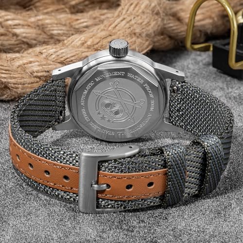 ADDIESDIVE ساعة أوتوماتيكية صغيرة للرجال بتصميم عتيق 36 مم 200 م مقاومة للماء ساعة رياضية عسكرية خارجية بقرص أحمر عاري - Image 5