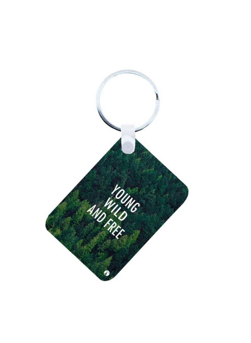 English Phrases Printed Keychain Green/White