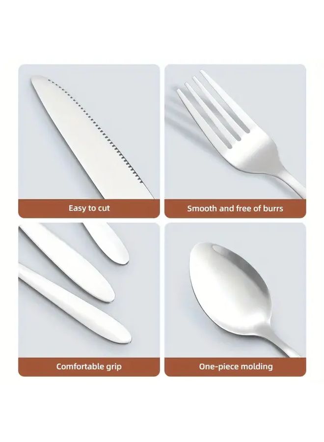 Stainless Steel 24 Piece Tableware Set Knife Fork Spoon - Image 2