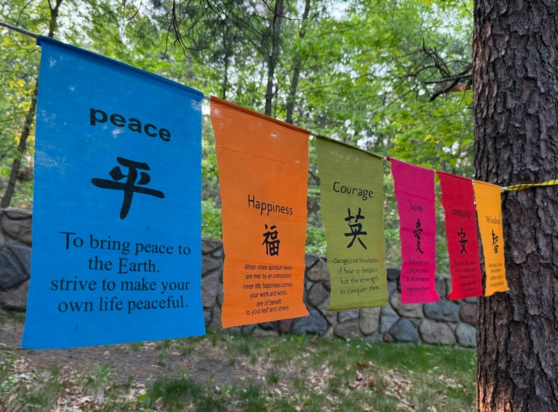 DharmaObjects Inspirational "Tibetan Prayer Flag Style" Hanging Banner - Love, Peace, Courage, Wisdom, Happiness, Tranquility - Image 4