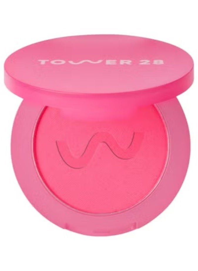 Tower 28 GetSet Matte Setting Powder Blush ,   Feliz Fresca - warm hot pink 4g – Long-Lasting Shine Control & Natural Finish - Image 1