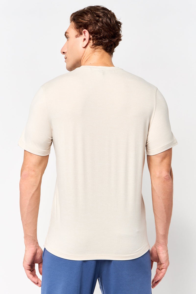 MOTION Men Sportswear Fit Short Sleeve Outdoor T-Shirt, Beige - Image 4
