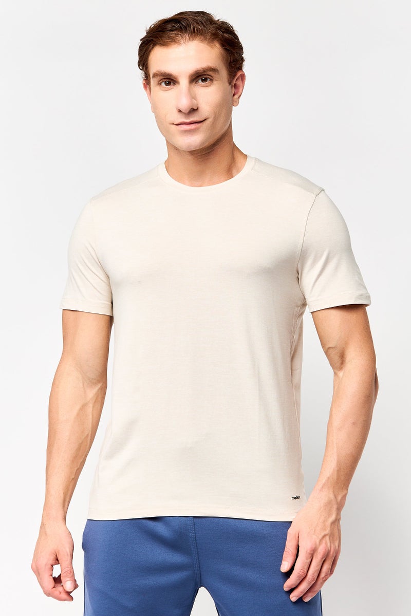 MOTION Men Sportswear Fit Short Sleeve Outdoor T-Shirt, Beige - Image 1