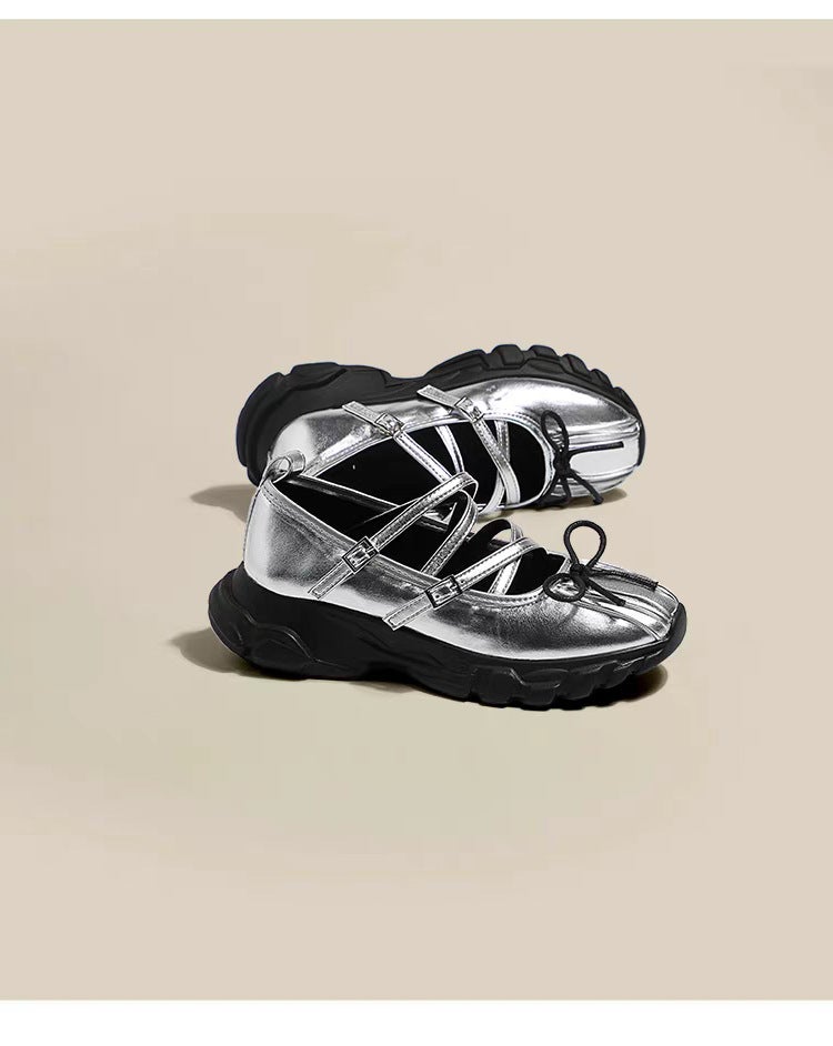Silver Mary Jane Womens Sneakers Summer Thick Sole Casual Shoes Silver