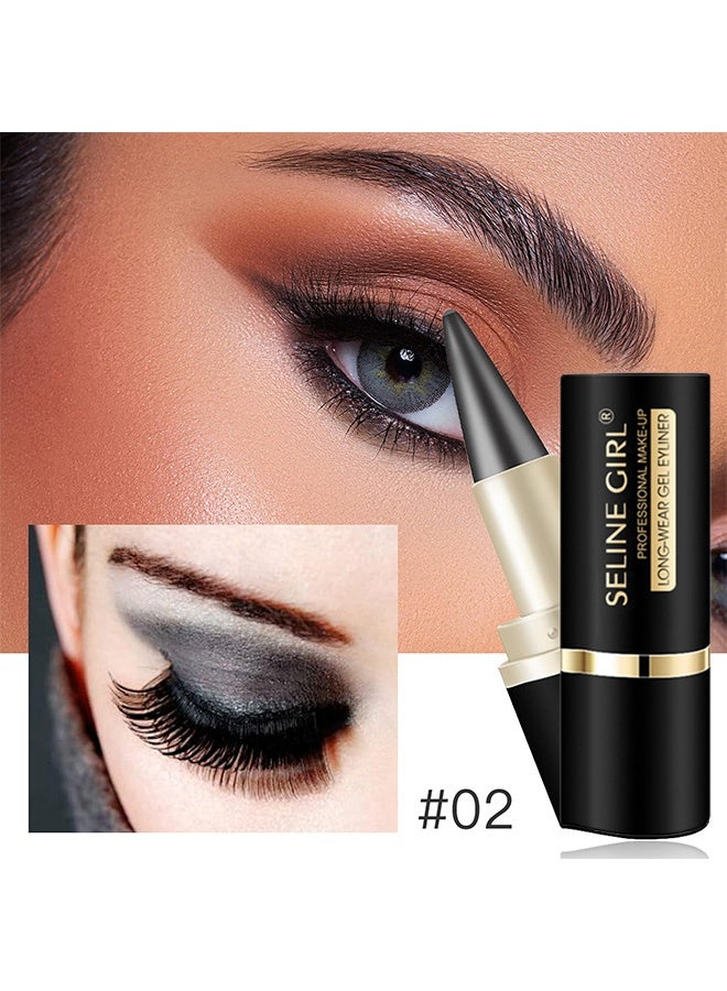 SELINE GIRL Professional Makeup Smooth Gel Eyeliner，Professional Long Wear Gel Eyeliner, Black Gray Eyeliner Pencils, Quick Drying Eye liner Gel Stick Eye Makeup Long Lasting, Eye Makeup For Women #02 Black Gray - Image 2