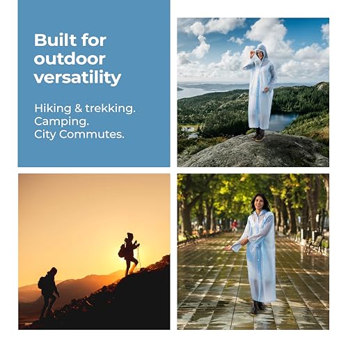 Lifelong Women's Raincoat | 100% Waterproof | Lightweight One-Piece Girls Raincoat With Hood, Side Pocket, Snap Buttons | Portable Travel Raincoat For Hiking, Trekking, Camping (M, Sky Blue) - Image 4