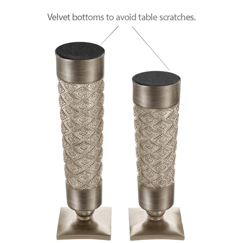 Creative Scents Dublin Silver Decorative Candle Holder Set of 2 - Home Decor Pillar Candle Stand, Coffee Table Mantle Decor centerpieces for Fireplace, Living or Dining Room Table, Gift Boxed - Image 5