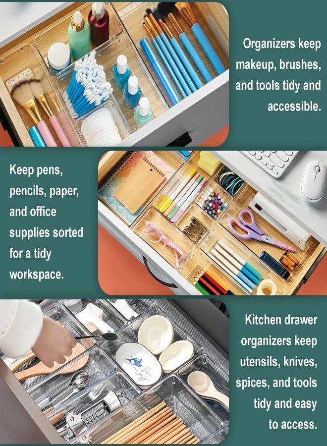 JD FRESH Polypropylene Set of 7 Drawer Organiser/Unbreakable Drawer Organizers/Dressing Table Organizer/Multi-Purpose Storage Boxes/Drawer Divider Tray for Kitchen/Bedroom/Office - (Sea-Blue) - Image 2