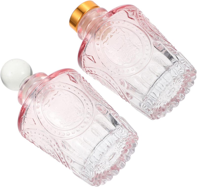 كلاراكو زجاجات موزع عطر من الزجاج الشفاف المنقوش من كلارك، قطعتان، إكسسوارات عطرية للاستخدام في مجموعات موزعات عطر بديلة (وردي) - Image 3