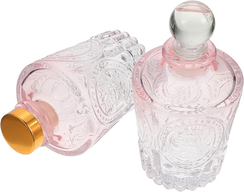 كلاراكو زجاجات موزع عطر من الزجاج الشفاف المنقوش من كلارك، قطعتان، إكسسوارات عطرية للاستخدام في مجموعات موزعات عطر بديلة (وردي) - Image 1
