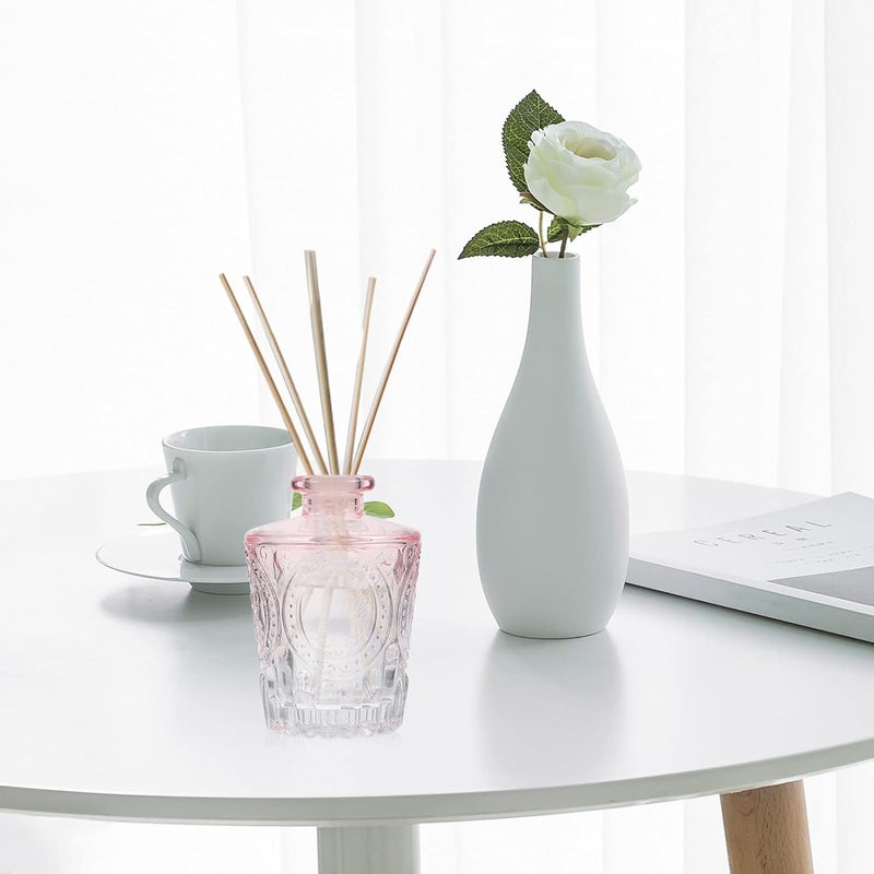 كلاراكو زجاجات موزع عطر من الزجاج الشفاف المنقوش من كلارك، قطعتان، إكسسوارات عطرية للاستخدام في مجموعات موزعات عطر بديلة (وردي) - Image 5