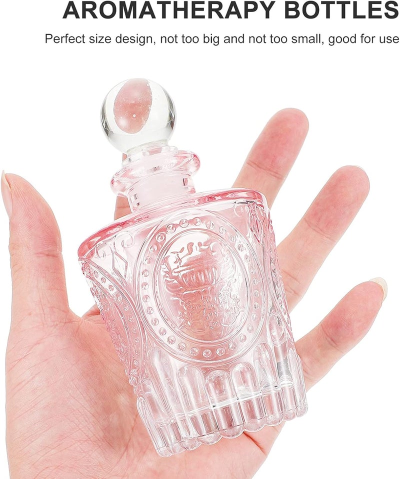 كلاراكو زجاجات موزع عطر من الزجاج الشفاف المنقوش من كلارك، قطعتان، إكسسوارات عطرية للاستخدام في مجموعات موزعات عطر بديلة (وردي) - Image 4