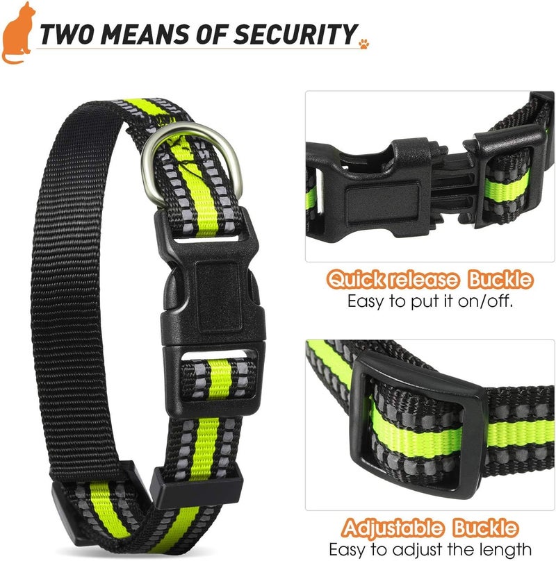KASTWAVE 3 Pieces Reflective Dog Collars for Medium Dogs, Durable Nylon Adjustable Quick Release Safety Pet Collars, Lightweight and Comfortable for Night Walks and Secure Fit - Image 5