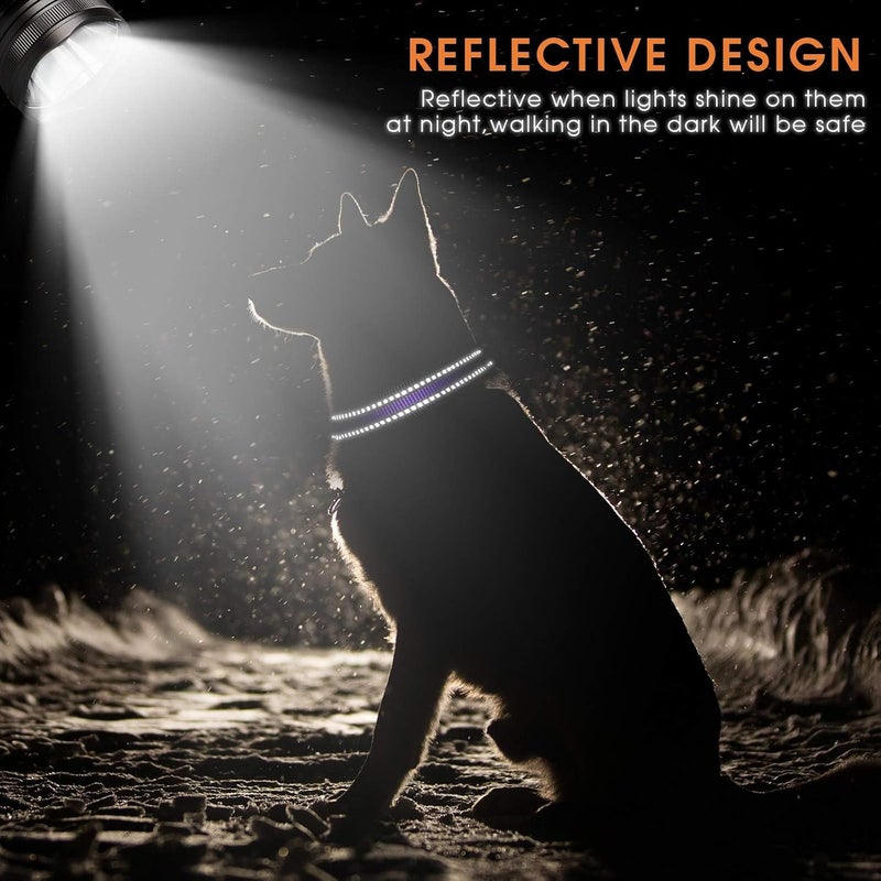 KASTWAVE 3 Pieces Reflective Dog Collars for Medium Dogs, Durable Nylon Adjustable Quick Release Safety Pet Collars, Lightweight and Comfortable for Night Walks and Secure Fit - Image 3