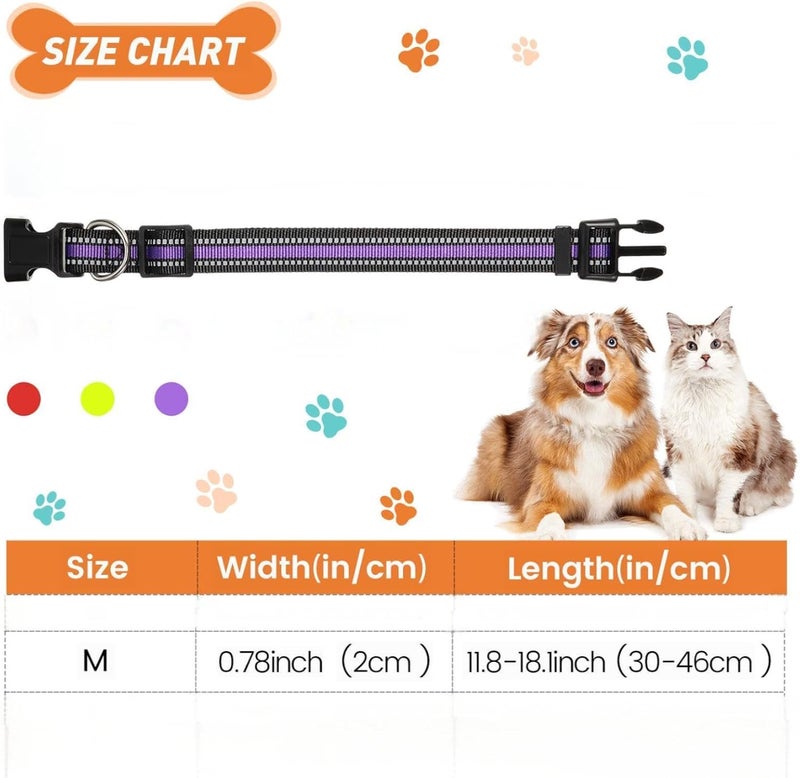 KASTWAVE 3 Pieces Reflective Dog Collars for Medium Dogs, Durable Nylon Adjustable Quick Release Safety Pet Collars, Lightweight and Comfortable for Night Walks and Secure Fit - Image 2