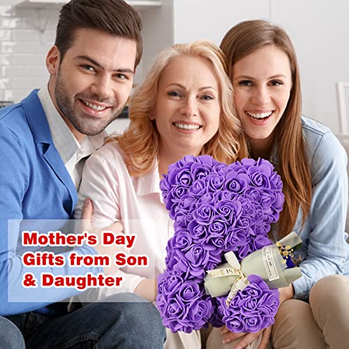 K KYMAKE Gifts for Mother Rose Bear Gifts for Women, Rose Teddy Bear Birthday Gifts for Girlfriend Wife, Flower Bear withI Love You Necklace in 100 Languages - Image 2