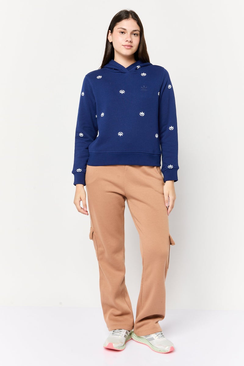 adidas Originals Women Sportswear Fit Long Sleeve Outdoor Sweatshirts, Blue  - Image 2