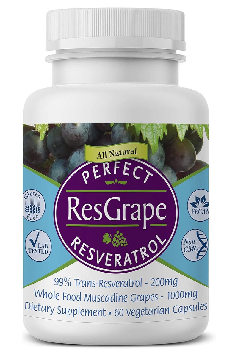 Perfect Supplements – Perfect ResGrape Resveratrol – 60 Veggie Capsules – Trans-Resveratrol & Organic Muscadine Grape - Image 1