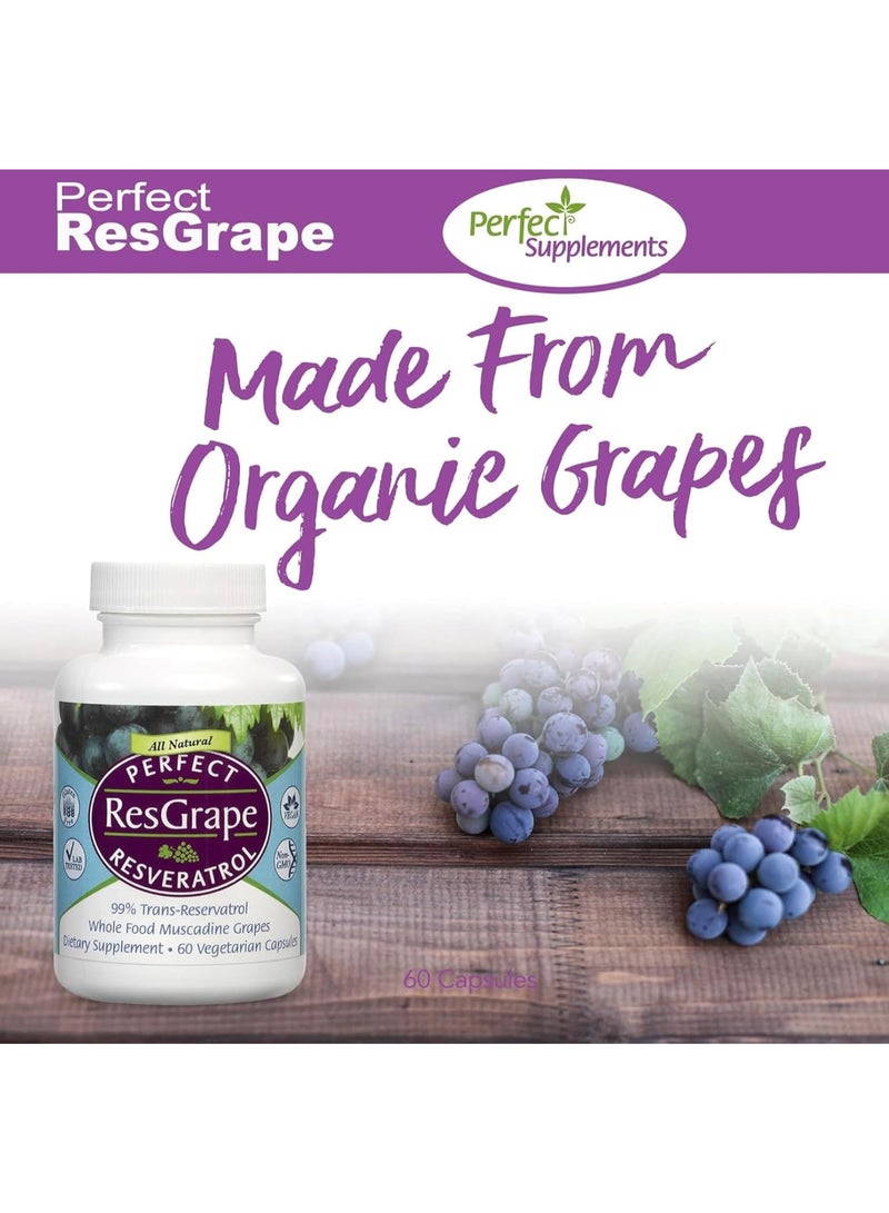 Perfect Supplements – Perfect ResGrape Resveratrol – 60 Veggie Capsules – Trans-Resveratrol & Organic Muscadine Grape - Image 5