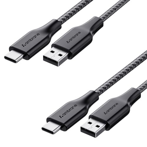 Ambrane Braided Type C Fast Charging Cable (Pack Of 2) Unbreakable 3A 1.5M For Smartphones,Tablets,Laptops & Other Type C Devices,Pd Technology,480Mbps Data Sync,Quick Charge 3.0 (Rct-15 Combo)-Black - Image 1