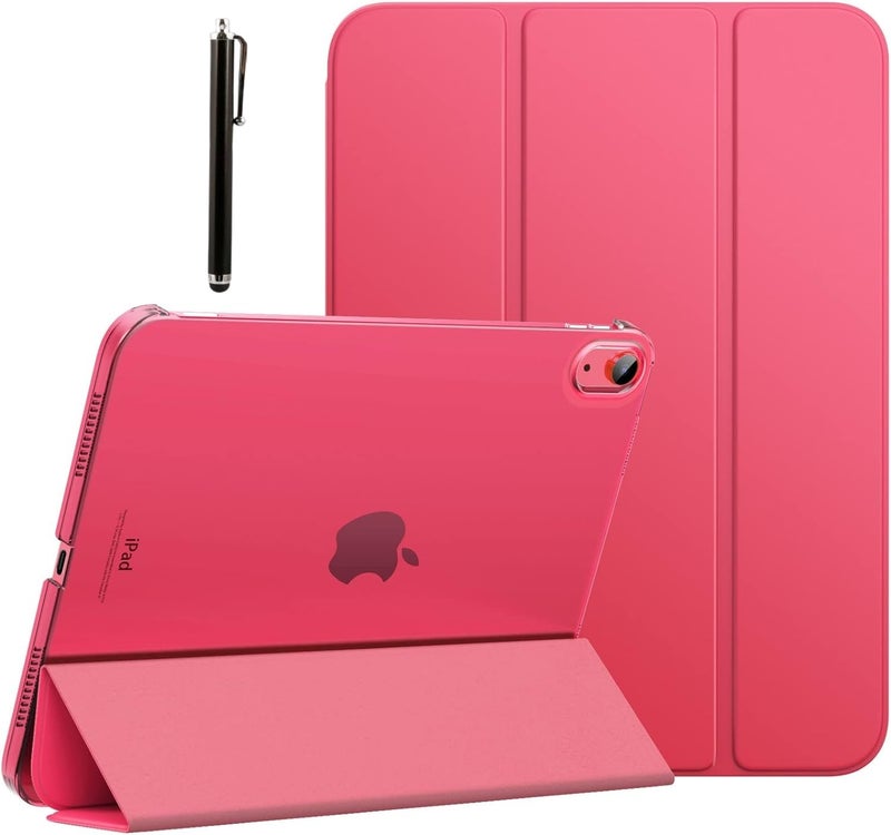 ProElite Cover for Apple iPad (A16) 11th/10th Generation (2025/2022) Cover Case, Transparent Smart case for iPad 11th/10th Gen 2025/2022 (Supports Auto Sleep Wake) with Stylus Pen, Hot Pink - Image 1