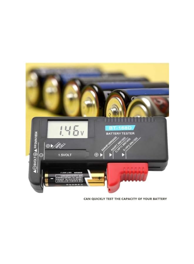 PROMASS Digital LCD Universal Battery Tester for AA AAA C D 9V 1.5V Button Cell, Battery Checker for 1.2-4.8V & 9V Batteries Portable Household Battery Capacity Detector - Battery Voltage Tester  - Image 3