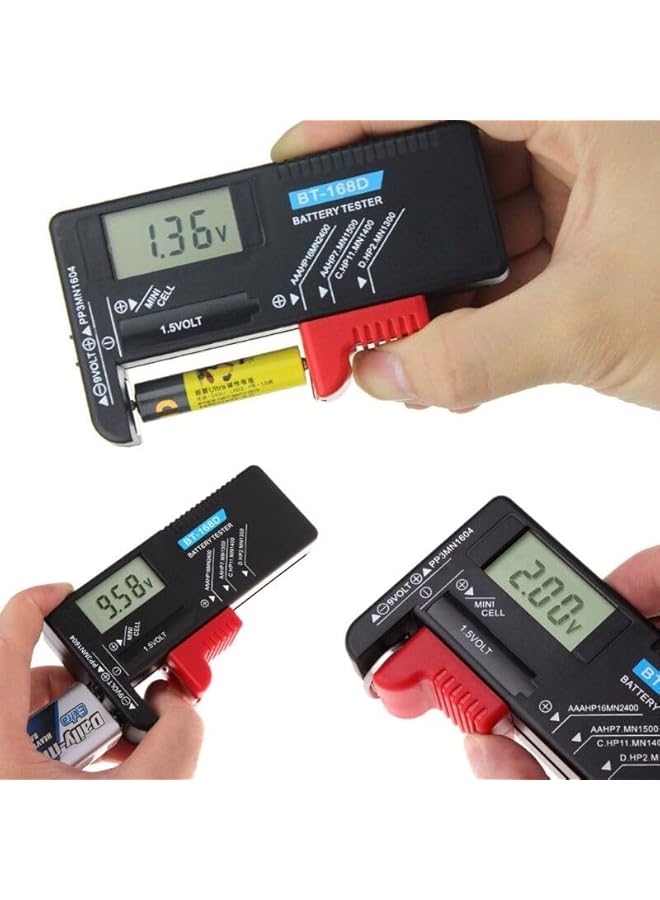PROMASS Digital LCD Universal Battery Tester for AA AAA C D 9V 1.5V Button Cell, Battery Checker for 1.2-4.8V & 9V Batteries Portable Household Battery Capacity Detector - Battery Voltage Tester  - Image 4
