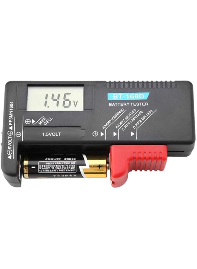 PROMASS Digital LCD Universal Battery Tester for AA AAA C D 9V 1.5V Button Cell, Battery Checker for 1.2-4.8V & 9V Batteries Portable Household Battery Capacity Detector - Battery Voltage Tester  - Image 1
