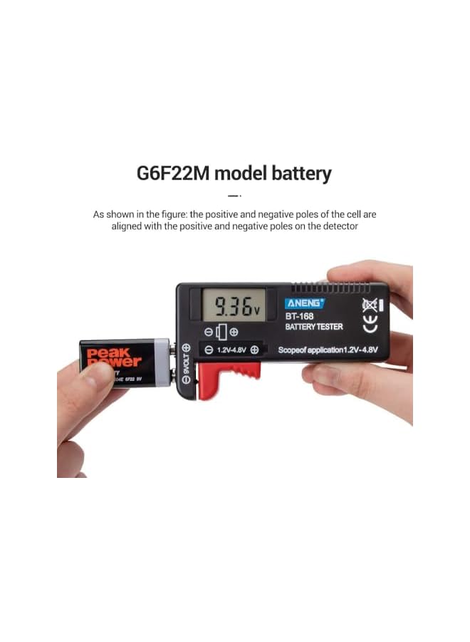 PROMASS Digital LCD Universal Battery Tester for AA AAA C D 9V 1.5V Button Cell, Battery Checker for 1.2-4.8V & 9V Batteries Portable Household Battery Capacity Detector - Battery Voltage Tester  - Image 5