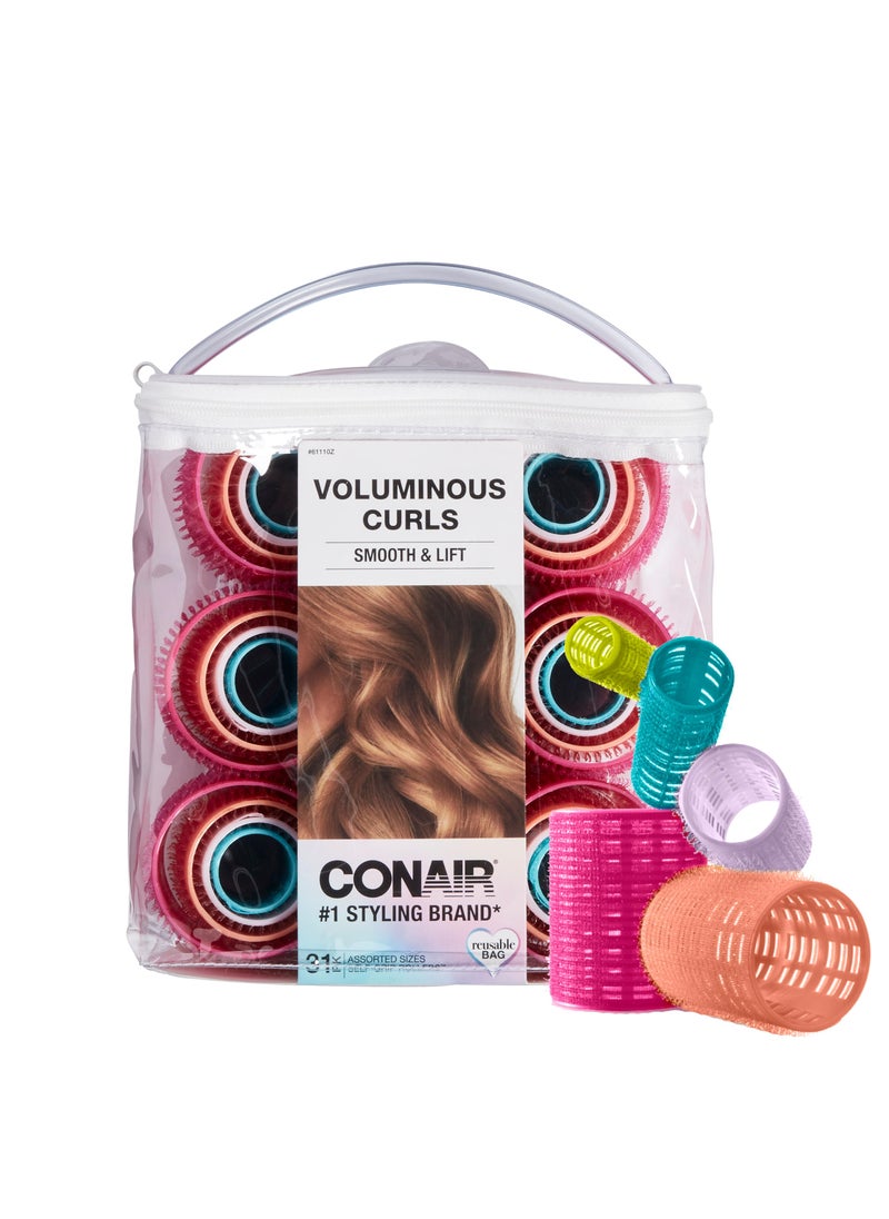 CONAIR Conair Heatless Curlers- heatless curls overnight - Hair Rollers for Lift & Volume - Assorted Sizes and Colors - Velcro Rollers - 31 Count w/storage case 