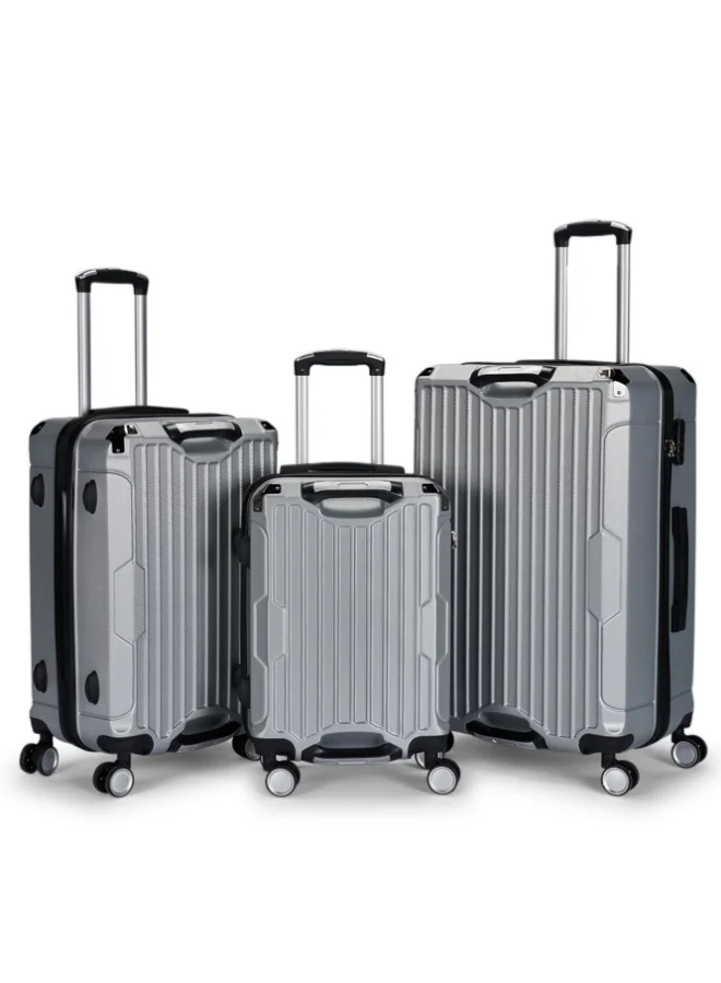 LIMRA Luggage Set 3-piece (20/24/28)" Suitcases with Universal Wheels PC+ABS Durable Hardshell Luggage Color Silver