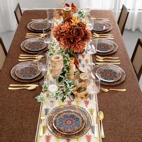 Joyido 60PCS Bohemian Plastic Plates - Boho Plate Disposable - Vintage Bohemian Style Plate Include 30 Dinner and 30 Dessert Plates for Kitchen Party Decorative - Image 5