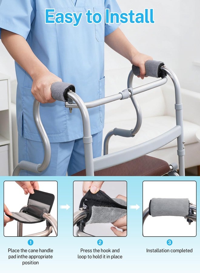 KUAZIDAR Walker Handle Cushions Padded Hand Grip Covers for Rollator & Wheelchair, Non-Slip Comfortable Washable Padding, Moisture Wicking Mobility Accessory, Gray - Image 5
