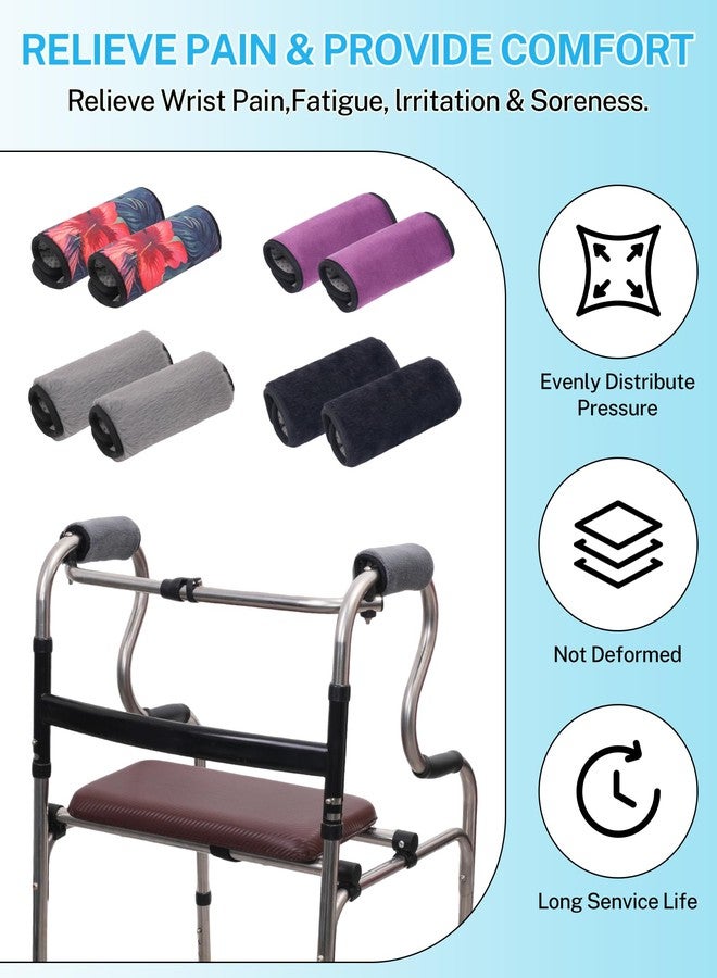 KUAZIDAR Walker Handle Cushions Padded Hand Grip Covers for Rollator & Wheelchair, Non-Slip Comfortable Washable Padding, Moisture Wicking Mobility Accessory, Gray - Image 2