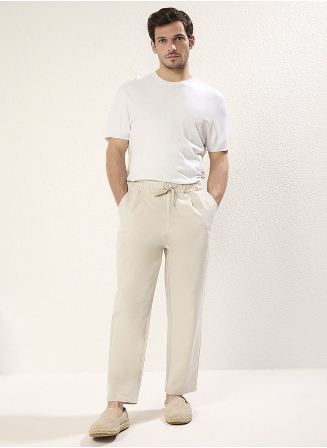 trendyol Stone Tapered Skinny Premium Textured Fabric Trousers  - Image 1
