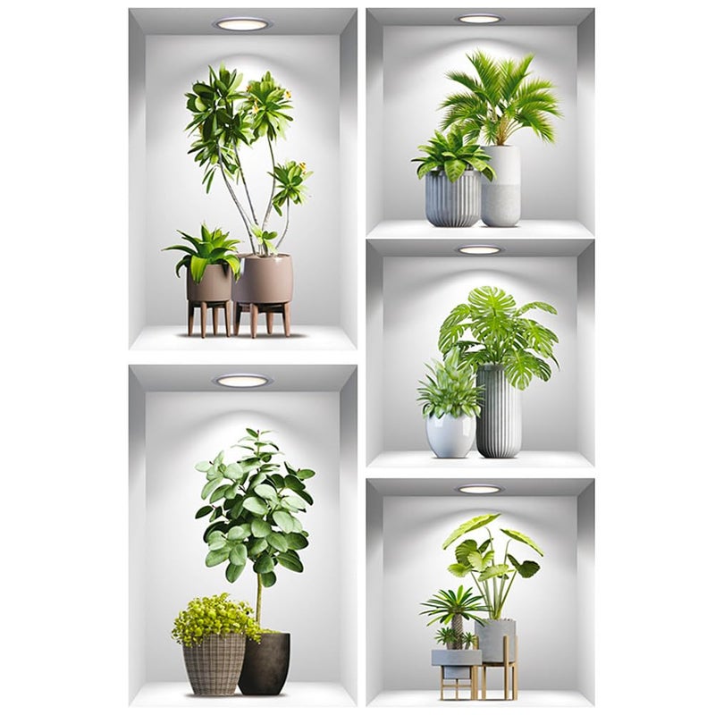 Aurbhosa Aurbhosa Green Plant Wall Decal Tropical Plant Potted Wall Sticker Peel and Stick Green Leaf Wall Art Mural DIY Vinyl Nature Wall Decal for Living Room Kitchen Office Decor  - Image 5