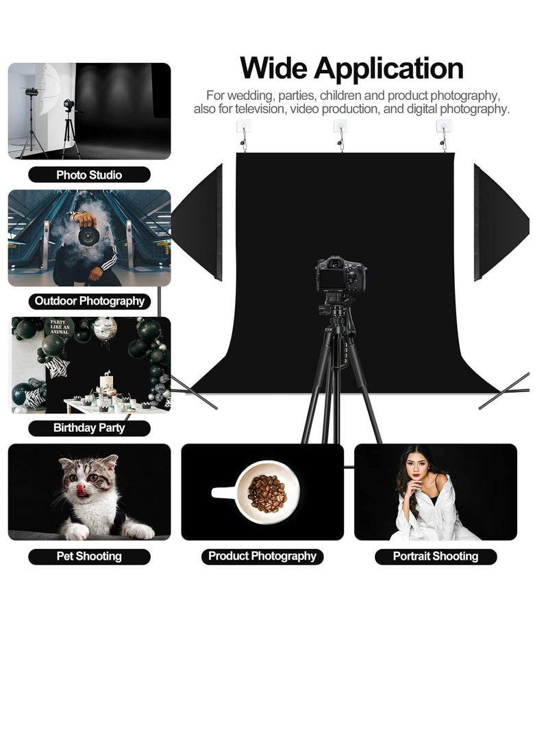 GUDOO - 3M X 2M Black Backdrop for Photography Black Photo Background Screen Black Sheet for Photo Video Studio Photoshoot Zoom - Image 1