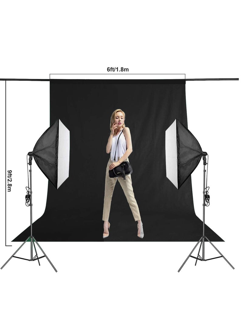 GUDOO - 3M X 2M Black Backdrop for Photography Black Photo Background Screen Black Sheet for Photo Video Studio Photoshoot Zoom - Image 1