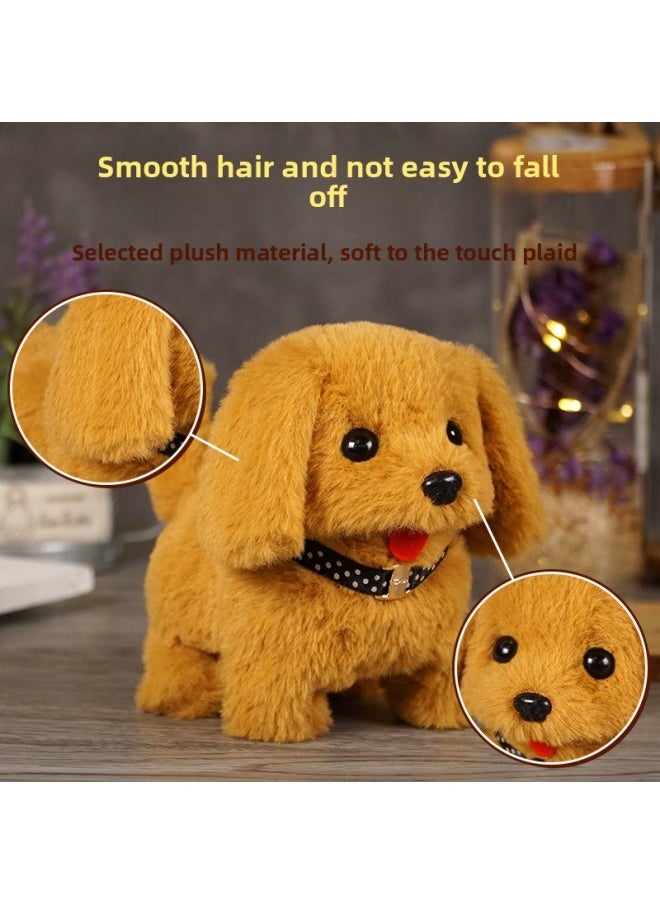 Children's Pet Simulation Rabbit Dog Doll Plush Electric Toy Vocal Walking Calling Electric Men And Women-Color:Golden Retriever [dark Color]-Specification:Naked  - Image 5