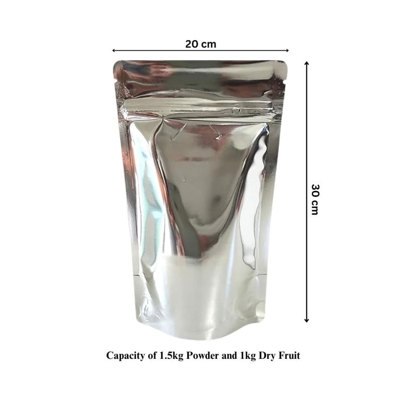 DEERA Silver Metallic Silver Ziplock Stand Up Pouch 200x300mm Pack of 50 - Image 2