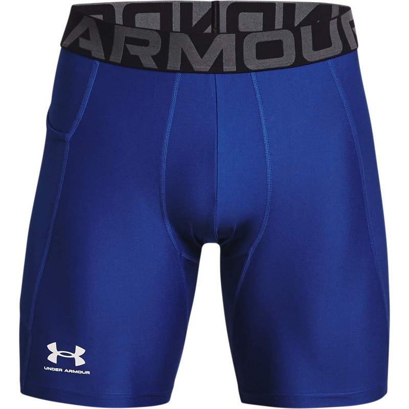 UNDER ARMOUR شورت ضغط حراري للرجال من أندر أرمور، أزرق ملكي (400)/أبيض، صغير - Image 1