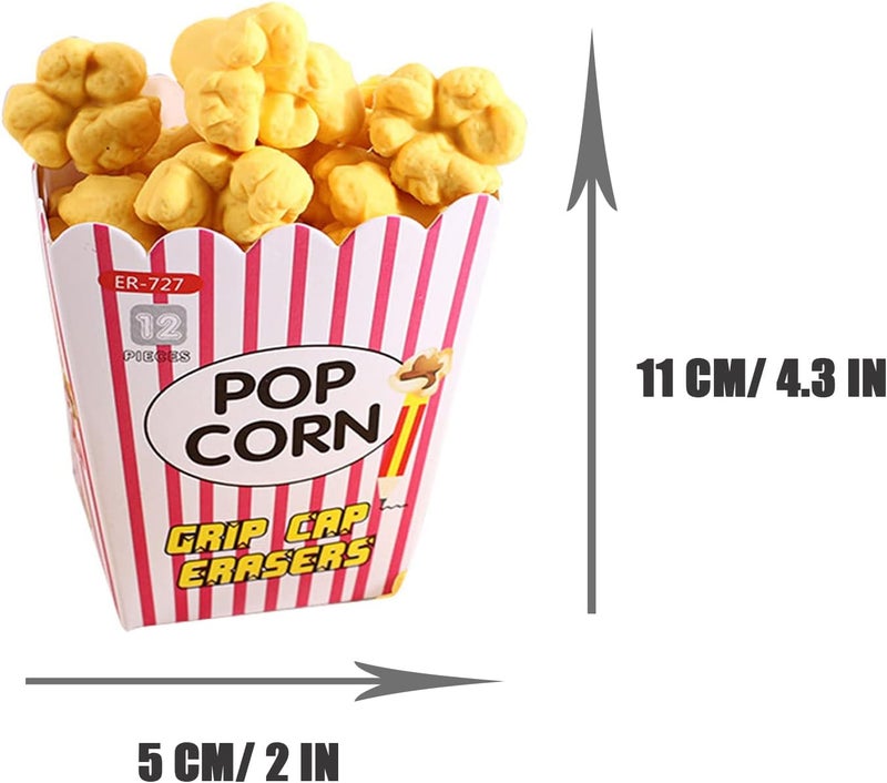Dreamm Pencil Top Erasers 36 Pack Popcorn Pencil Erasers Toppers Cap Erasers for Kids Cute Fun Novelty Food Erasers for Student School Supplies Prize Gifts Party Favors - Image 5