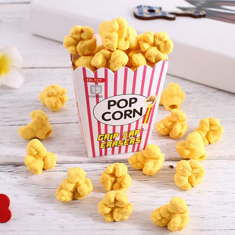 Dreamm Pencil Top Erasers 36 Pack Popcorn Pencil Erasers Toppers Cap Erasers for Kids Cute Fun Novelty Food Erasers for Student School Supplies Prize Gifts Party Favors - Image 2