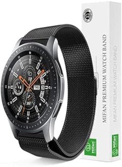 Generic Generic Samsung Gear S3/2018 Galaxy Watch 46mm Mifan Milanese Loop Band Strap Replacement Premium Mesh Stainless Steel Black Anti Sweat Cooling with Magnetic Clasp 22mm 